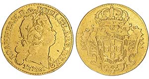 D. João V - Ouro - Meio Escudo 1726, ... 