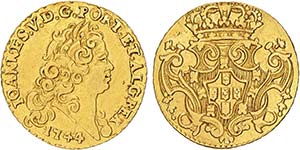 D. João V - Ouro - Meio Escudo 1744, ... 