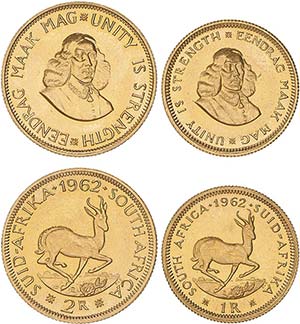 South Africa - Lot (2 Coins) - Gold - 2 and ... 