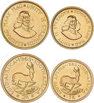 South Africa - Lot (2 Coins) - Gold - 2 and ... 