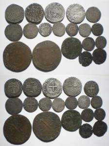 D. João III - Lote (9 moedas) - Tostão, ... 