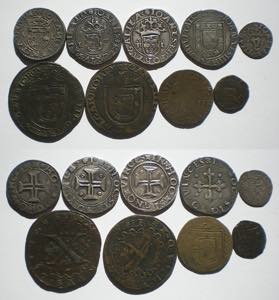 D. João III - Lote (19 moedas) - Tostão, ... 