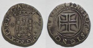 D. Filipe I - Tostão; escudo ladeado, coroa ... 