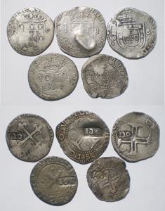 D. João IV - Lote (5 moedas) - Carimbos - ... 