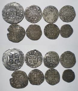 D. Afonso VI - Lote (8 moedas) - Meio ... 
