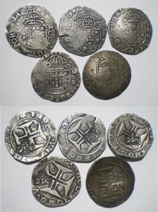 D. Afonso VI - Lote (5 moedas) - Carimbos ... 