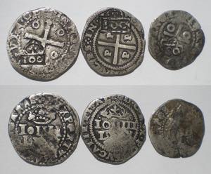 D. Afonso VI - Lote (3 moedas) - Carimbos - ... 