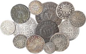 D. Pedro II - Lote (13 moedas) - Meio ... 