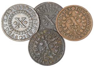 D. João V - Lote (4 moedas) - X Réis 1713 ... 