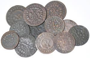 D. João V - Lote (12 moedas) - X Réis 1713 ... 