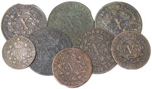 D. Maria I - Lote (8 moedas) - X Réis 1791, ... 