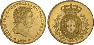 D. Pedro IV - Ouro - Meia Peça 1827; ... 