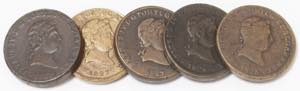 D. Pedro IV - Lote (5 moedas) - Pataco 1826 ... 