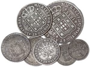 D. Miguel I - Lote (7 moedas) - Cruzado Novo ... 