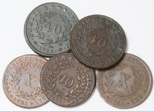D. Miguel I - Lote (5 moedas) - Pataco 1829 ... 