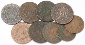 D. Miguel I - Lote (9 moedas) - Pataco 1828, ... 