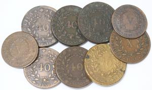D. Miguel I - Lote (9 moedas) - Pataco 1830 ... 