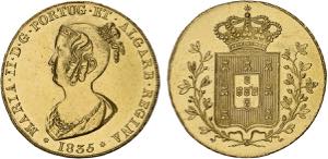 D. Maria II - Ouro - Peça 1835; limpa; ... 