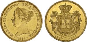 D. Maria II - Ouro - 2500 Réis 1851; ... 