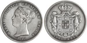 D. Maria II - 1000 Réis 1837; data emendada ... 