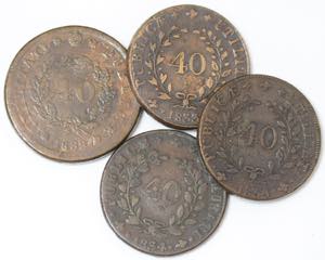 D. Maria II - Lote (4 moedas) - Pataco 1833, ... 