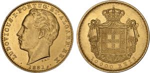 D. Luís I - Ouro - 10 000 Réis 1881; ... 