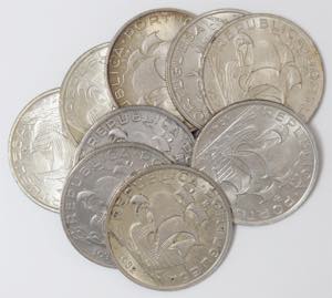 República - Lote (9 moedas) - 10$00 1932 ... 