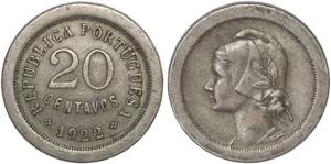 República - 20 Centavos 1922; G.13.05; MBC