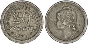 República - 20 Centavos 1922; módulo ... 