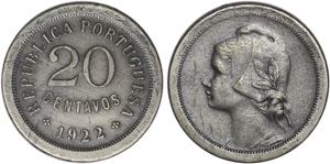 República - 20 Centavos 1922; módulo ... 