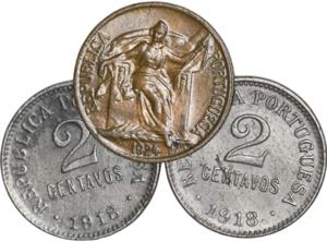 República - Lote (3 moedas) - 2 Centavos ... 