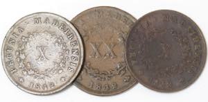 Madeira - D. Maria II - Lote (3 moedas) - XX ... 