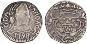 Índia - D. Maria I - Pardau 1798; Goa; ... 