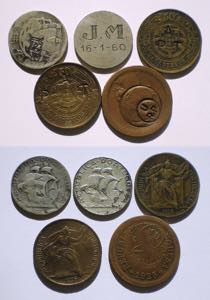 Tokens - Lote (5 exemplares) - 2$50 1946 ... 
