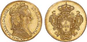 D. Maria I - Ouro - Peça 1796 R; defeito no ... 