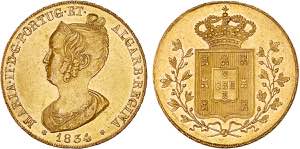 D. Maria II - Ouro - Peça 1834; G.19.01, JS ... 