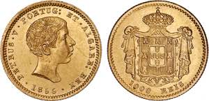 D. Pedro V - Ouro - 1000 Réis 1855; ... 