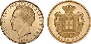 D. Luís I - Ouro - 10 000 Réis 1879; ... 