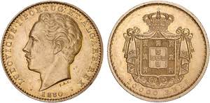 D. Luís I - Ouro - 10 000 Réis 1880; ... 