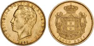 D. Luís I - Ouro - 10 000 Réis 1883; ... 