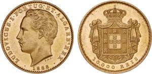 D. Luís I - Ouro - 10 000 Réis 1888; Rara; ... 