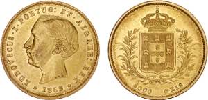 D. Luís I - Ouro - 5000 Réis 1862; ... 