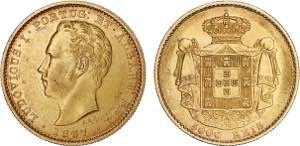 D. Luís I - Ouro - 5000 Réis 1867; ... 