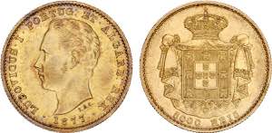 D. Luís I - Ouro - 5000 Réis 1877; Rara; ... 