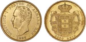 D. Luís I - Ouro - 5000 Réis 1883; ... 
