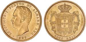 D. Luís I - Ouro - 5000 Réis 1887; ... 
