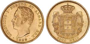 D. Luís I - Ouro - 5000 Réis 1888; ... 