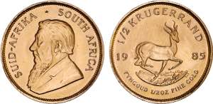 África do Sul - Ouro - 1/2 Krugerrand 1985; ... 