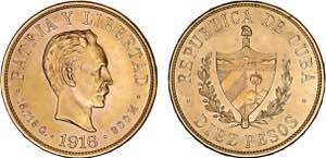 Cuba - Ouro - 10 Pesos 1916; KM.20; SOBERBA