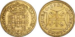 D. João V - Ouro - Moeda 1715 R; G.102.14, ... 
